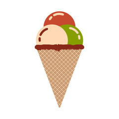 Ice cream cone vector illustration isolated on white.