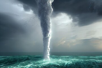 This is a 3D illustration of a waterspout, whirlwind, commonly seen in Florida. - obrazy, fototapety, plakaty