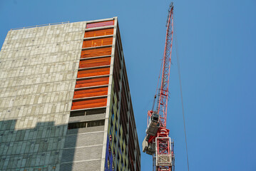 Urban construction with a crane
