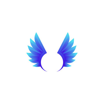 blue wing logo template vector icon illustration design