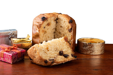 Panettone. Typical Christmas party food. png transparent background