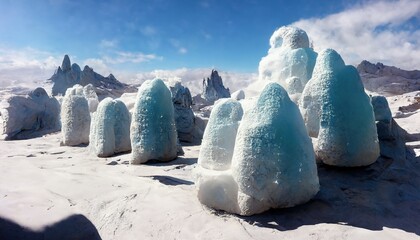 This is a 3D Illustration of ice penitentes in South America - obrazy, fototapety, plakaty