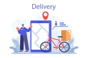 Postman profession. Post office staff providing mail service, accepting