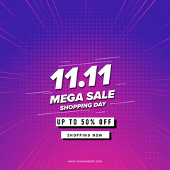 Mega sale shopping day . Social Media post templates. Vector EPS 10