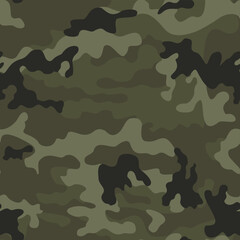 Forest background camouflage military texture seamless pattern disguise, khaki print.