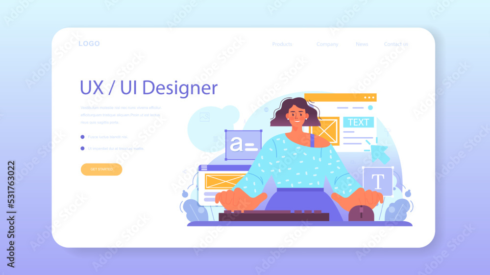 Poster ux and ui designer web banner or landing page. app interface improvement.