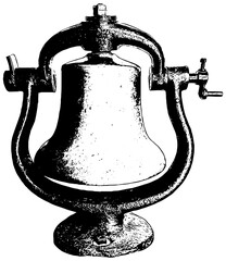 Antique locomotive bell illustration in black on white background  © K KStock