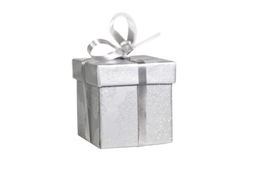 single silver coloured gift
