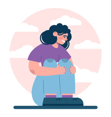 Loneliness concept. Unhappy person left alone. Character suffering