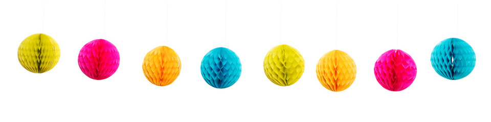 a lot of colorful lampoons or garlands