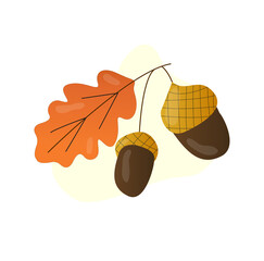 oak twig with leaves and acorns © Ruta