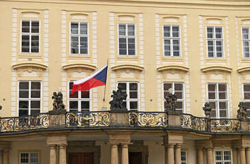 Old building with Czech flag in Prague castle