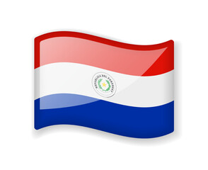 Obraz premium Paraguay flag - Wavy flag bright glossy icon.