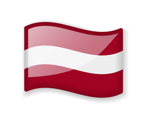 Latvia flag - Wavy flag bright glossy icon.