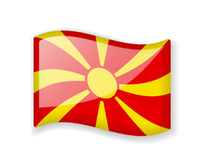 Obraz premium Macedonia flag - Wavy flag bright glossy icon.