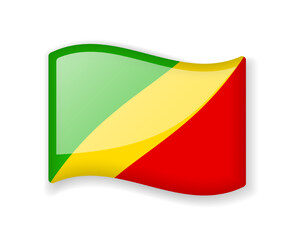 Congo flag - Wavy flag bright glossy icon.
