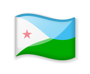Djibouti flag - Wavy flag bright glossy icon.