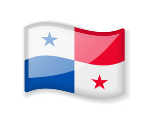 Panama flag - Wavy flag bright glossy icon.