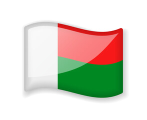 Madagascar flag - Wavy flag bright glossy icon.