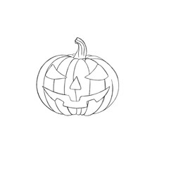 Halloween pumpkin icon. . Autumn symbol. Flat design. Halloween scary pumpkin with smile, happy face. squash silhouette isolated on white background. Cartoon colorful illustration.