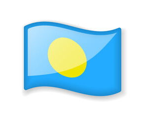 Palau flag - Wavy flag bright glossy icon.