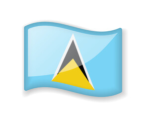 Saint Lucia flag - Wavy flag bright glossy icon.