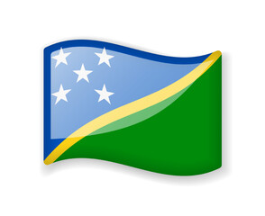 Solomon Islands flag - Wavy flag bright glossy icon.
