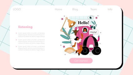 Spanish language web banner or landing page. Language school © inspiring.team
