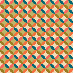 Aesthetic mid century printable seamless pattern with retro design. Decorative 50`s, 60's, 70's style Vintage modern background in minimalist mid century style for fabric, wallpaper or wrapping