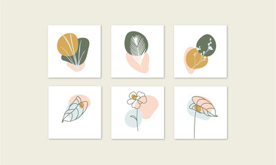 Flowers set. Plants line icons. Logos