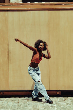 Female Dancer Dancing Outside On Street