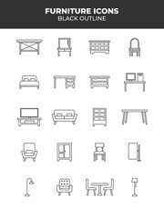 furniture icons set