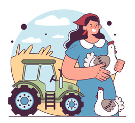 Mass agriculture and animal husbandry development. Farm worker growing