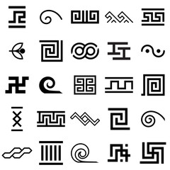 Greek motives vector symbols set. Greek key collection - obrazy, fototapety, plakaty