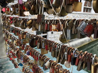 Travellers have hung love locks from the bridge