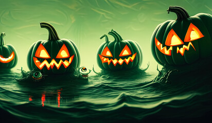 Monster Halloween Pumpkin Alien Art 