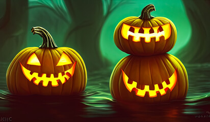 Obraz premium Monster Halloween Pumpkin Alien Art 