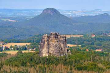 View from Carolafelsen. Saxon Switzerland in Germany. Falkenstein.