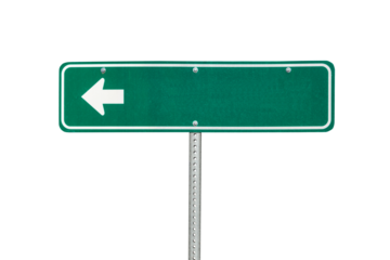 Blank green arrow sign isolated.