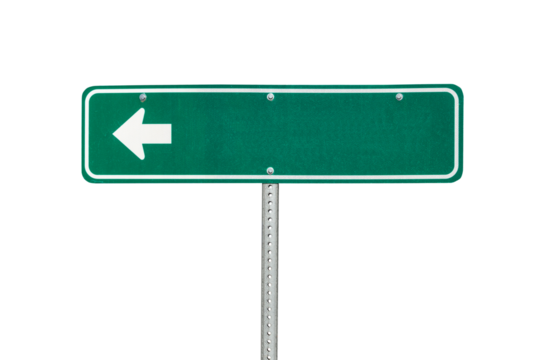 Blank green arrow sign isolated.