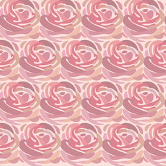 Simple seamless stylized floral pattern. Flat design print with rosebud. Contour vector illustration.