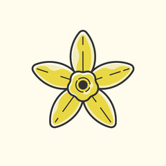 The flower of vanilla. Modern abstract linear shape for emblem, badge, insignia.
