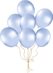 Bunch of pearl balloons in blue tones. Balloons for party decorations