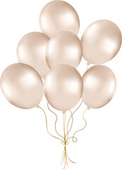 Bunch of pearl balloons in gold tones. Balloons for party decorations