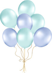 Bunch of pearl balloons in blue and green tones. Balloons for party decorations