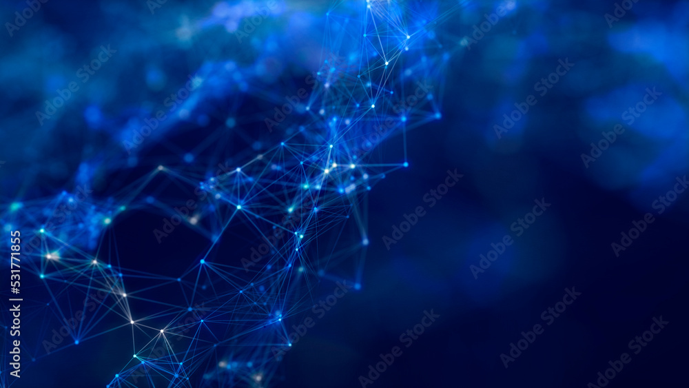 Poster Digital technology background. Network connection dots and lines. Futuristic background for presentation design. 3d
