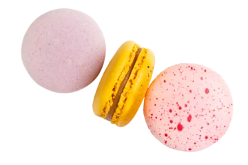 Foto op Canvas Macaroons sweet food png French dessert . Pastel yellow, pink color  © KatrinaEra