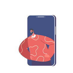 Angry Aggressive Man Yelling and Blaming from Smartphone Screen. Cyber Bullying in Social Media Networks Online