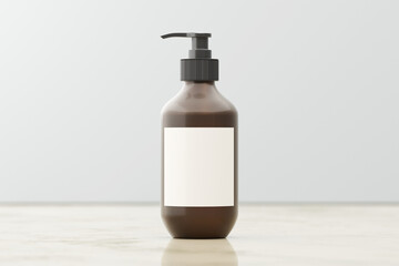 Realistic cosmetic pump bottle product presentation. 3D rendering.