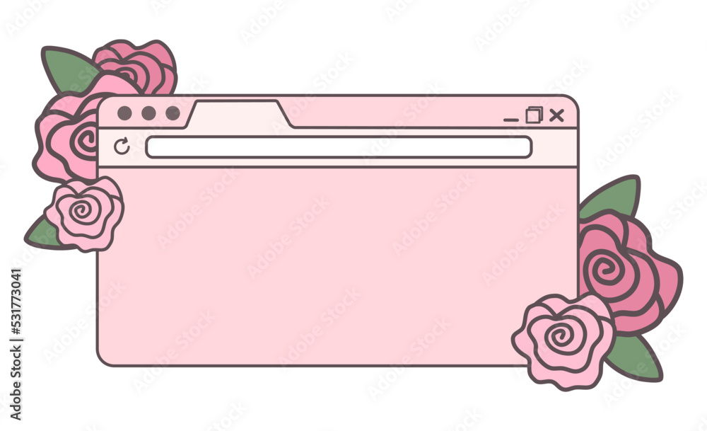 Poster old computer aestethic. retro browser computer window with flowers. in trendy y2k retro style. vecto